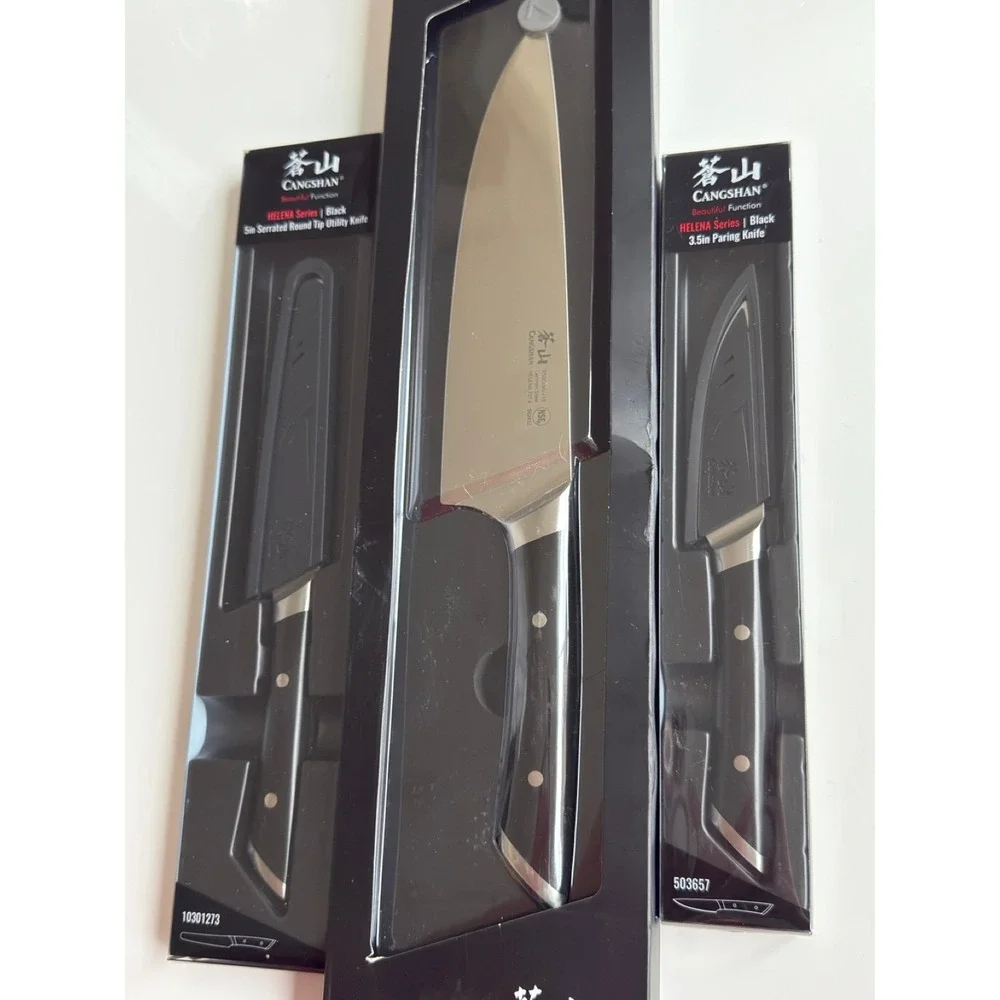 Cangshan Helena 3 pc Knife Set NIB Retail $137 - Utility, Chef's, Paring Knives